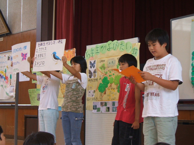 学校に蝶や野鳥を呼ぶワークショツプ
（田上町立田上小学校）